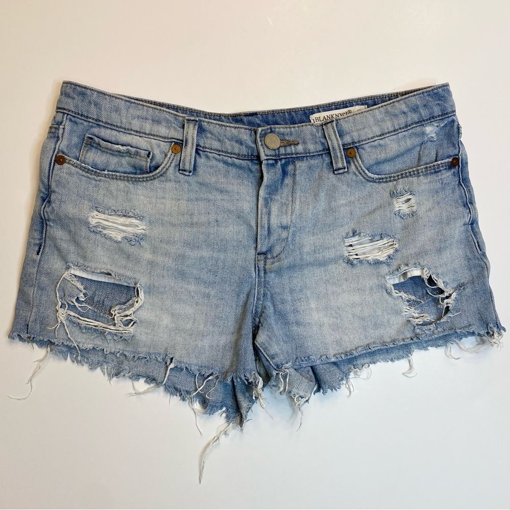 BLANKNYC Tomboy Denim Jean Shorts Distressed Destroyed Light Wash Sz 27 Casual